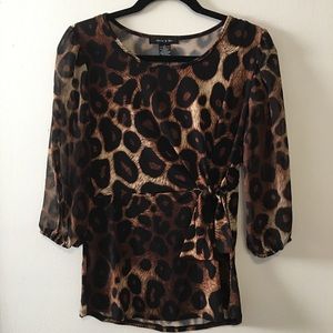 NWT Faux Wrap Cheetah Print Blouse Size Small